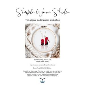 Red High‎ Heel Shoes with Legs Counted Cross Stitch Pattern Chart